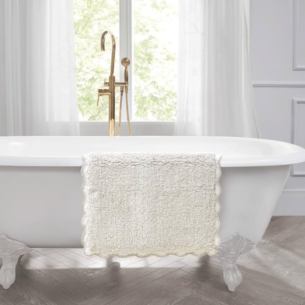Laura Ashley Heathered Crochet Border Bath Rug - Picture 6 of 6